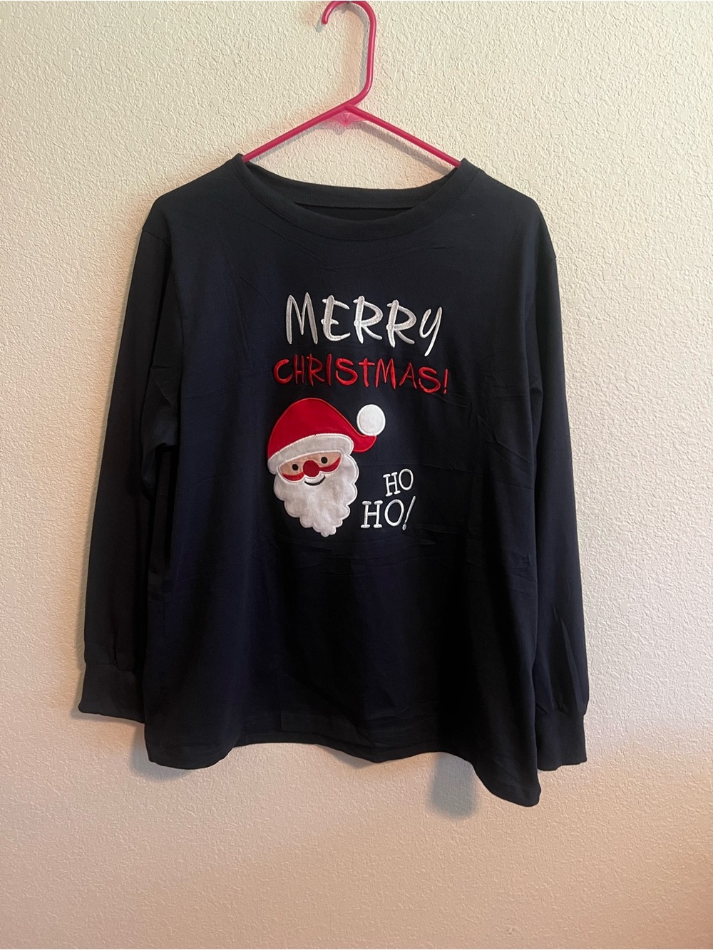 💃🏾 NWOT Black Christmas Santa Long-Sleeve Top Size 2XL